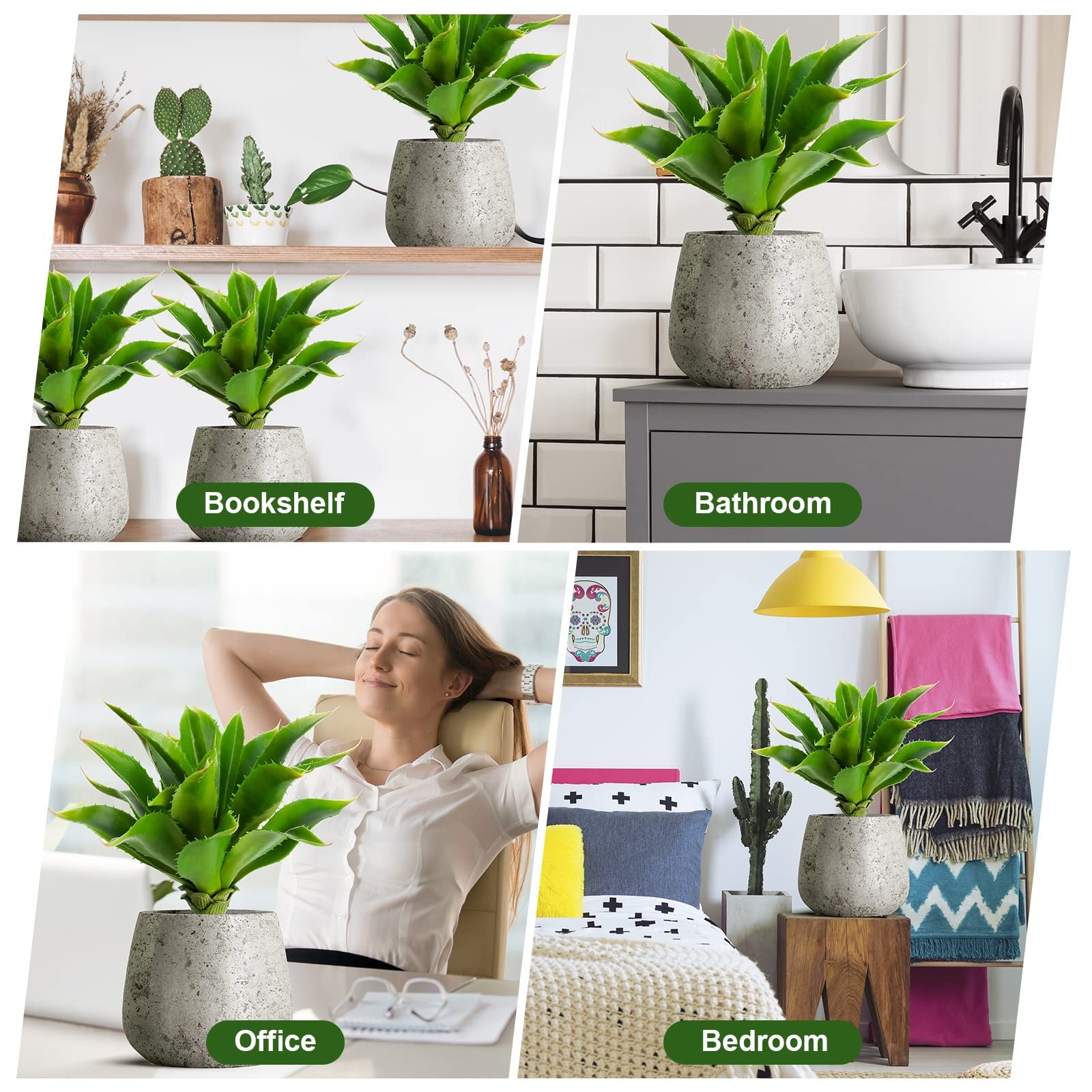 Green Large Faux Unpotted Artificial Aloe Plants Leaves Succulents Decor 2 PCS