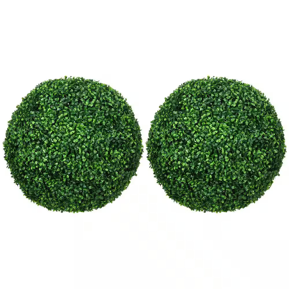 2 Ft. Artificial Ball Boxwood Topiary Trees Balls 2-Pack, Indoor Outdoor Fake Pl