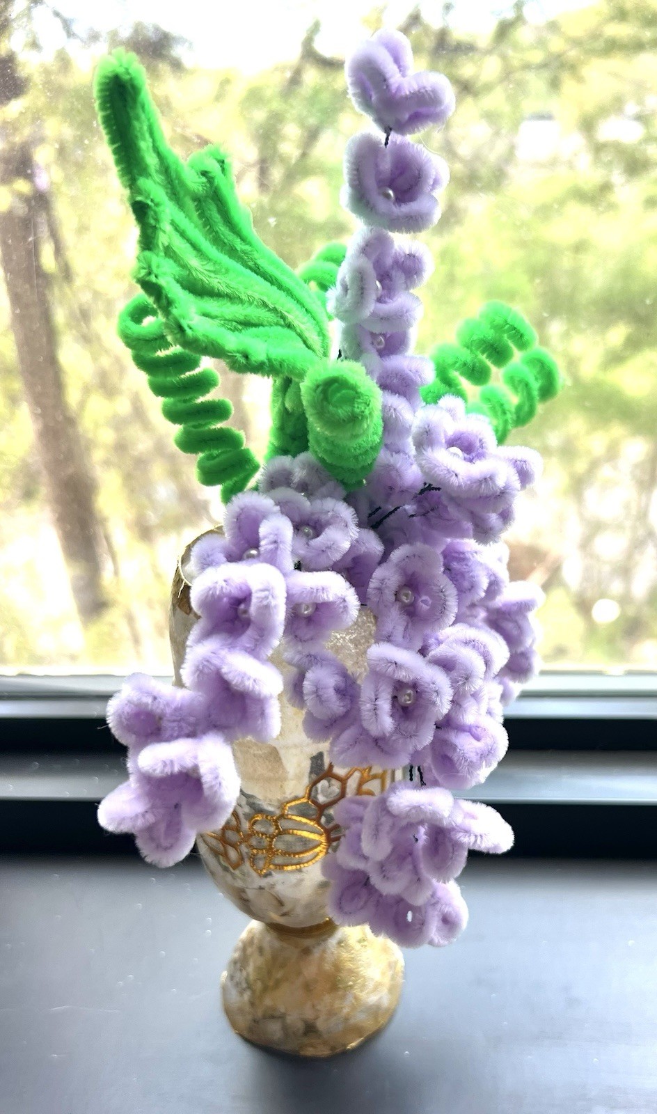 Wisteria Branches in Vase Pipe Cleaners Handmade