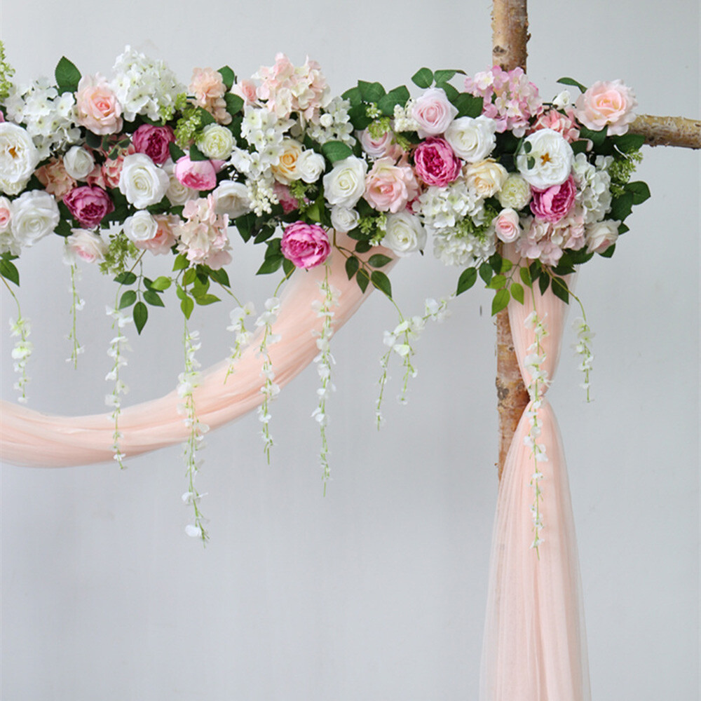 100cm Artificial Rose Flower Row Wedding Arch Stage Wall Background Decoration