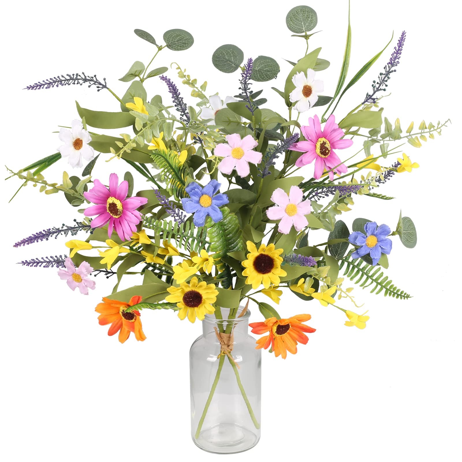 2 Bundles Artificial Daisy Flowers Fake Silk Spring Flowers Colorful Flowers …