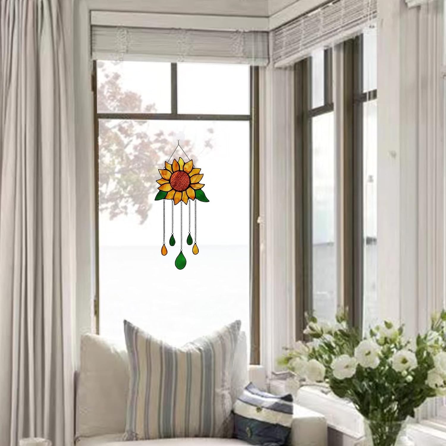 Sunflower Stained Glass Window Hanging