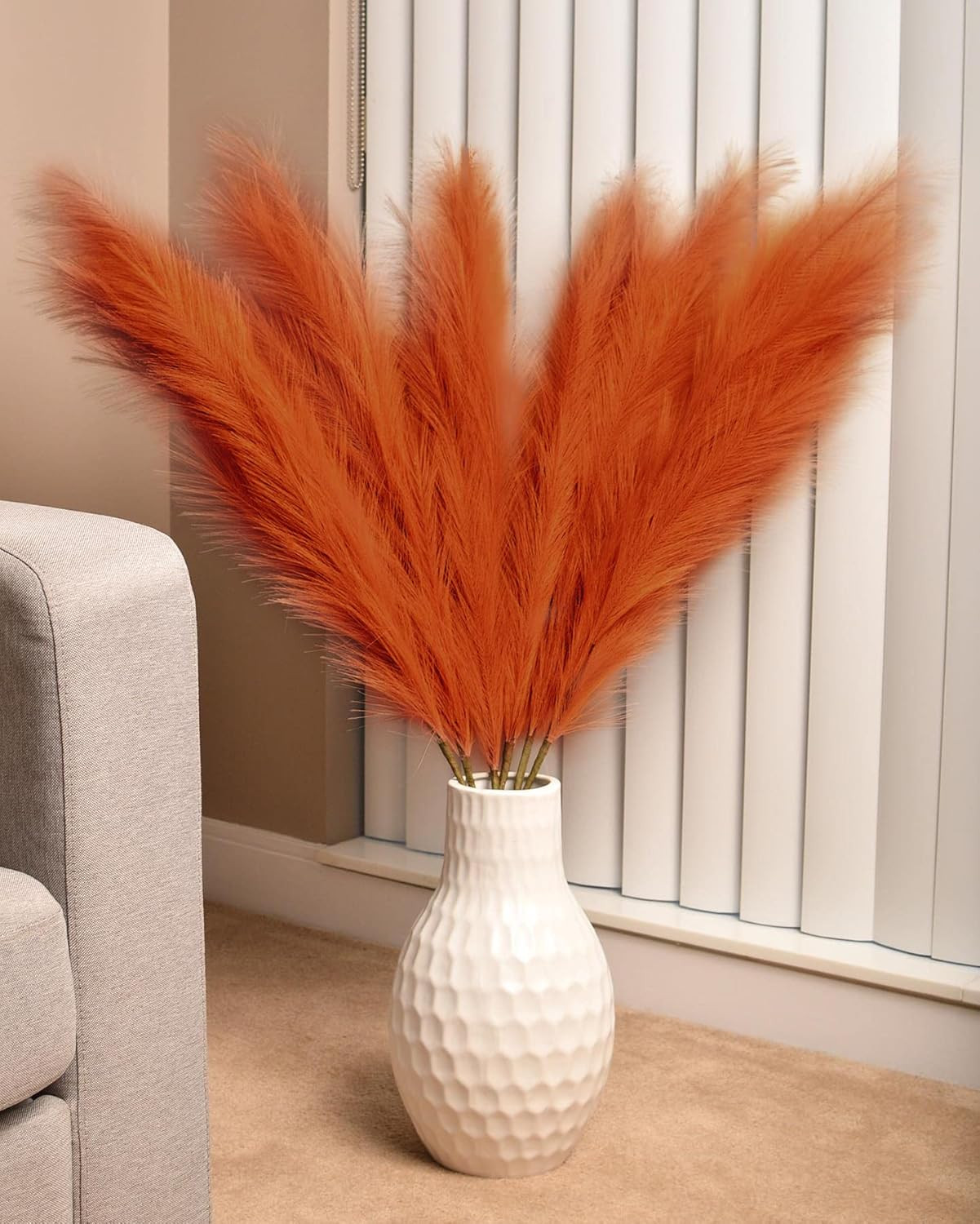 Faux Pampas Grass, 3PCS Large Tall 43” Fluffy Artificial Fake Pompous Grass for