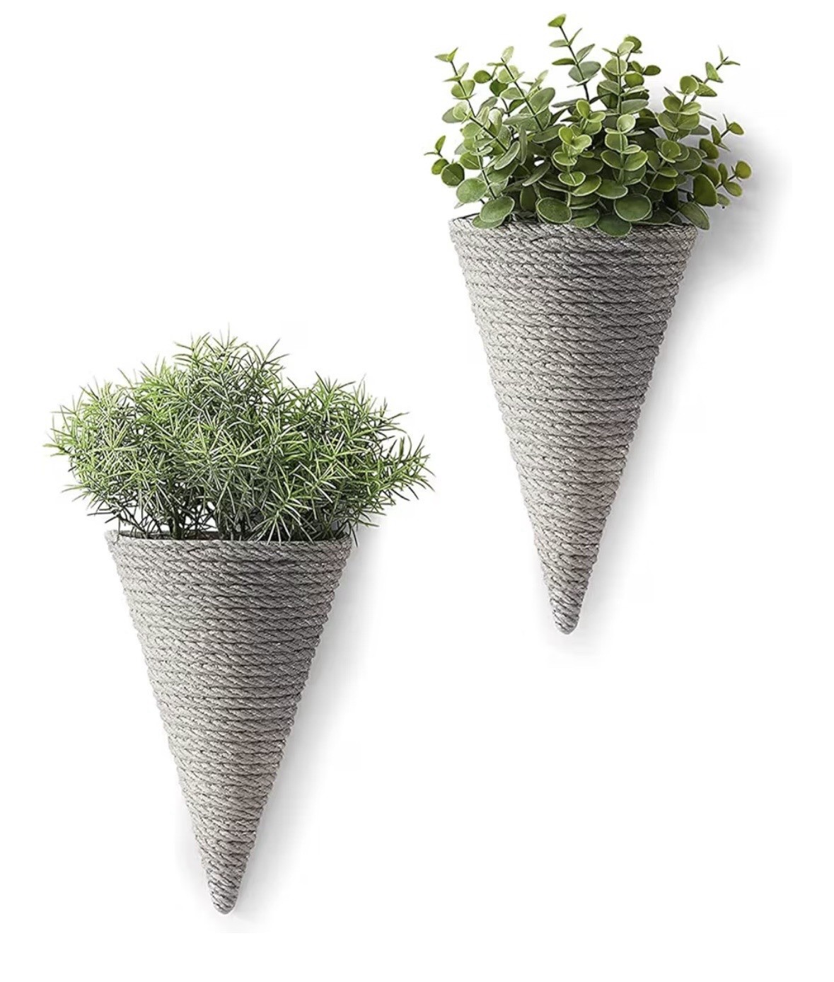 Artificial Plants 2 pack Eucalyptus Hanging Arrangement, Cone-Shaped Wall Decor