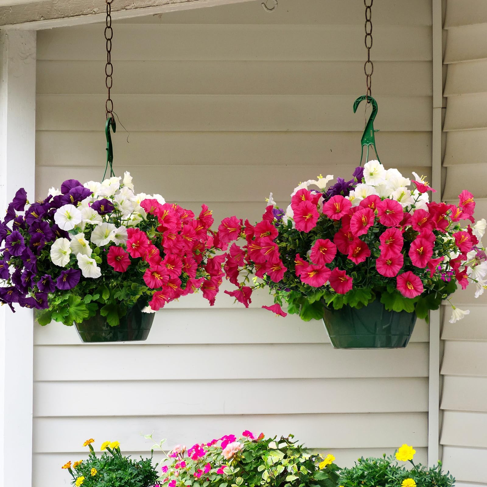 9 Bundles Artificial Flowers for Outdoors, UV Resistant Artificial Outdoor Pl…