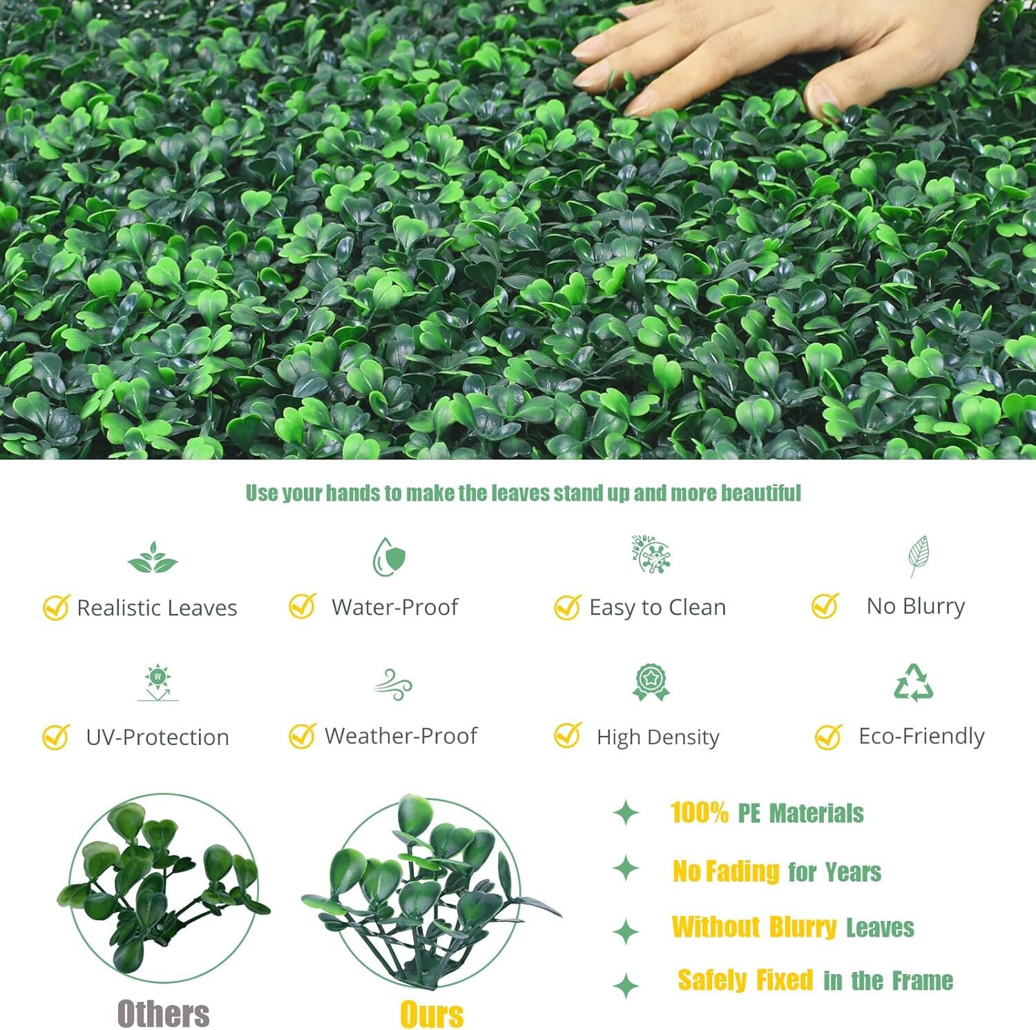24pcs 20″x20″ Artificial Boxwood Wall Hedge Mat Decor Privacy Fence Panel Grass
