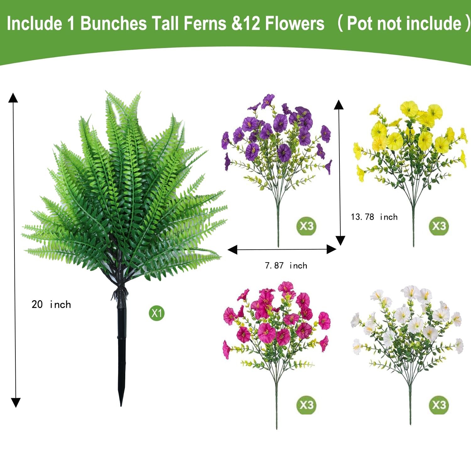 Artificial Flowers for Outdoors Fake Plants Decoration, 12 Bundles Silk Morni…