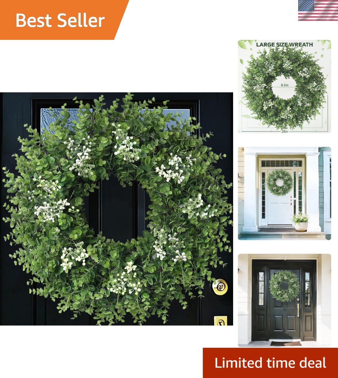 Generous 26” Weatherproof Boxwood Wreath – Perfect for Indoor and Outdoor Use