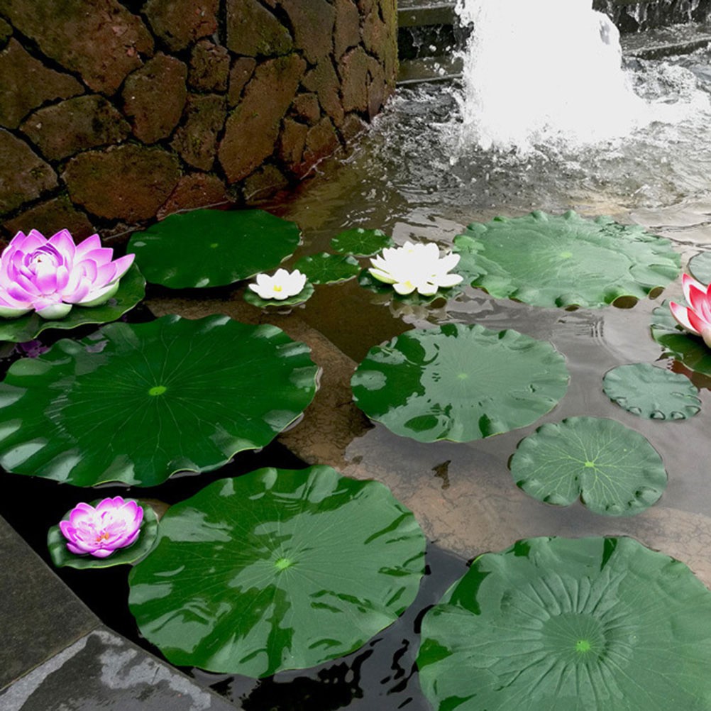 12 Pcs Artificial Lotus Leaves EVA Material for Decorative Party Fish Tank
