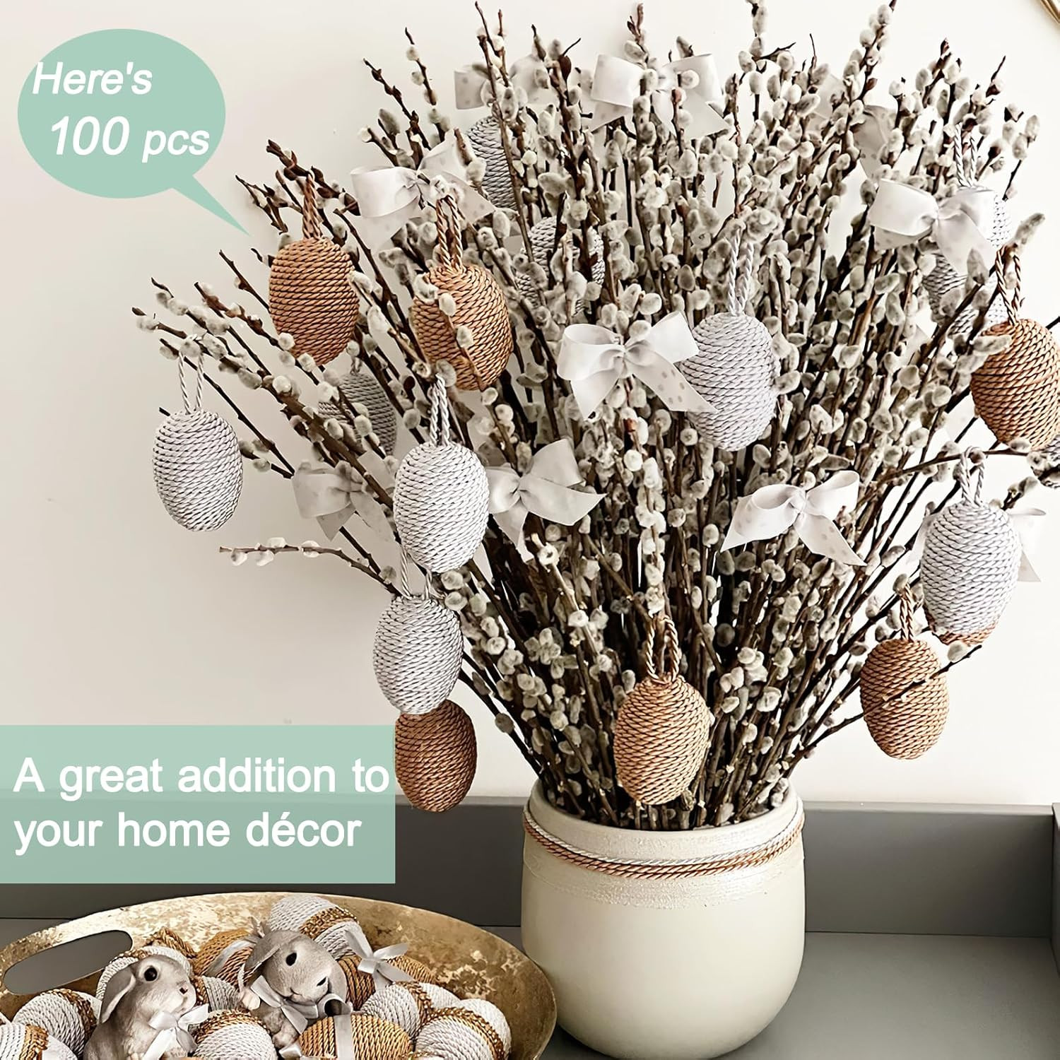 45 Stems 16＂Real Dried Pussy Willow Branches for Vase，100% Natural Pussywillows