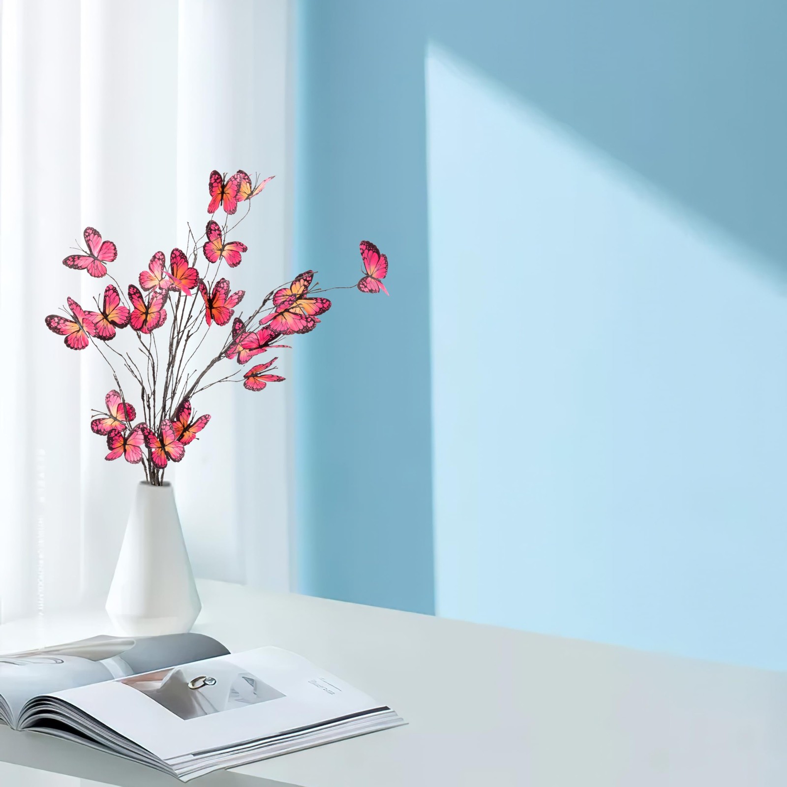 5 Pcs Artificial Butterfly Branches Butterflies Willow Branches for Vases Sil…