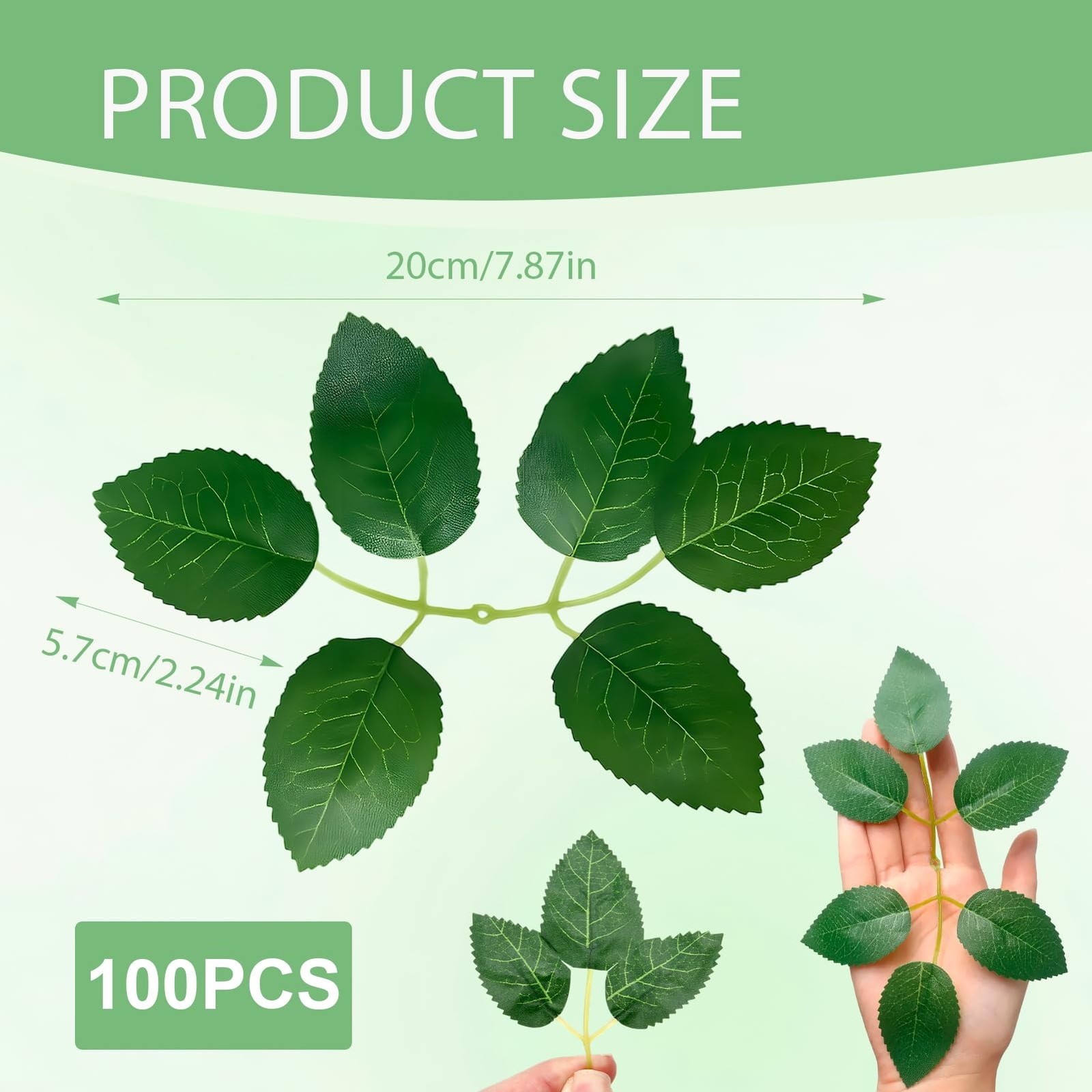 100 PCS Artificial Green Leaves Rose Bulk Fake Greenery Decor DIY Bouquets