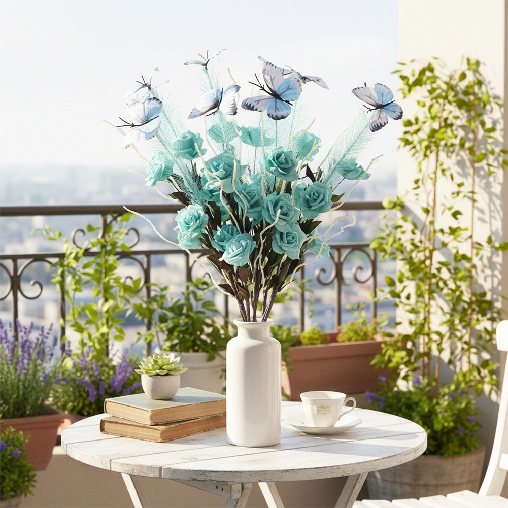 Artificial Reed Flower Bouquet for Wedding Home Office Decor White Pink Yellow