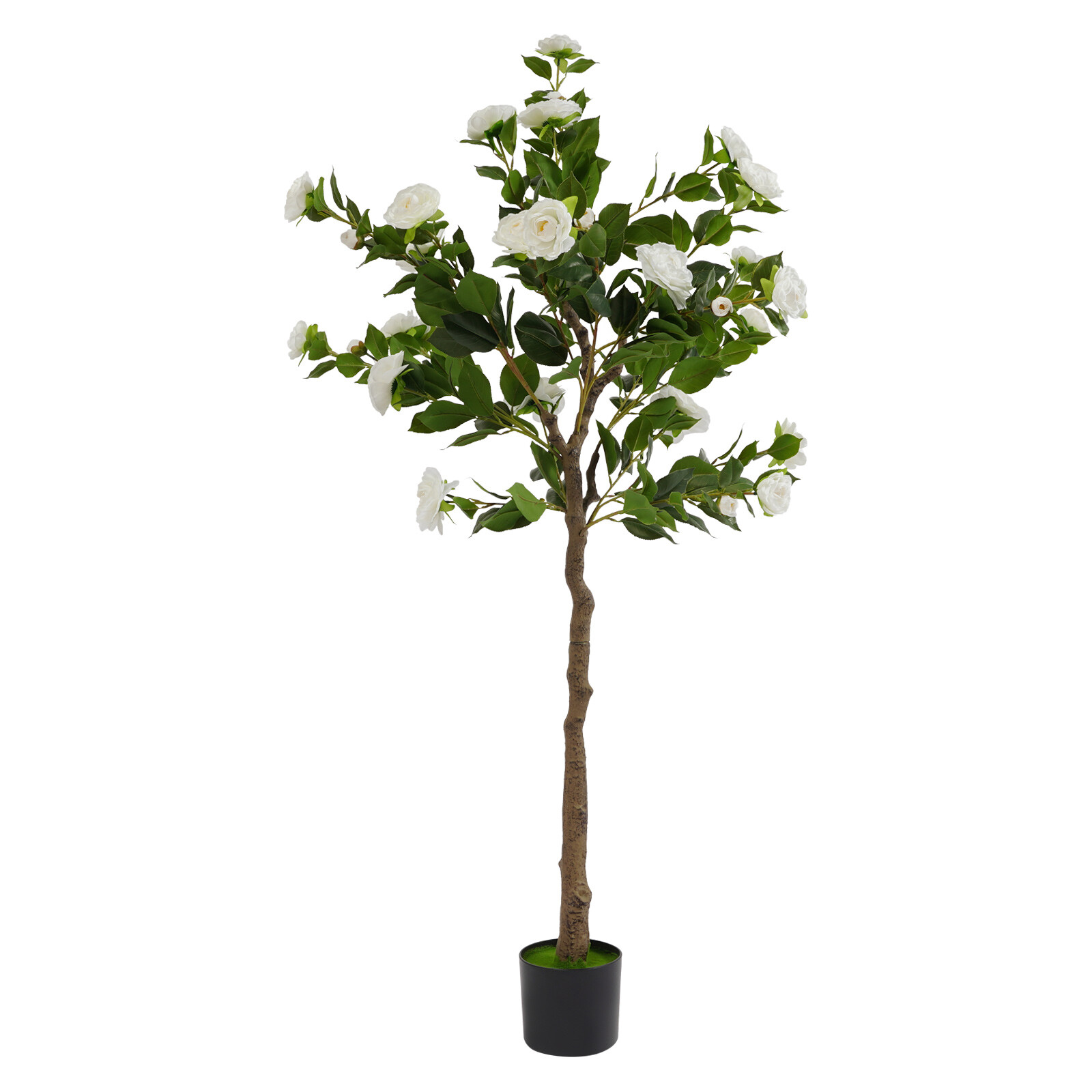 150CM Camellia Plant in Pot with White Flowers White Artificial Camellia Trees
