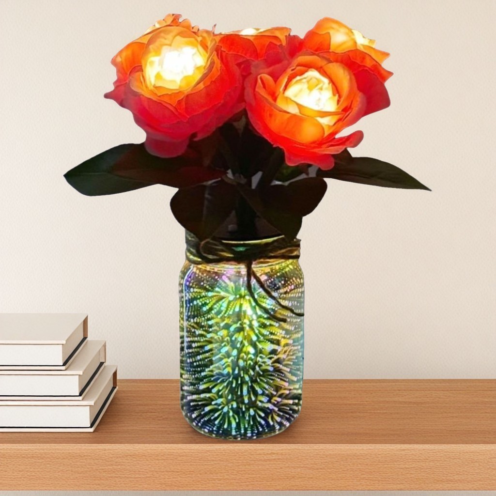 Artificial Flowers USB Charge Small Night Light Rose Table Decor Romantic Gifts