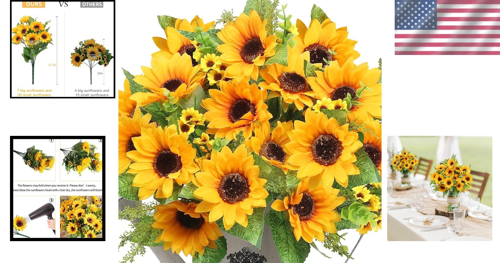 UV Resistant Silk Sunflower Bouquets – Perfect for Weddings & Home Decor