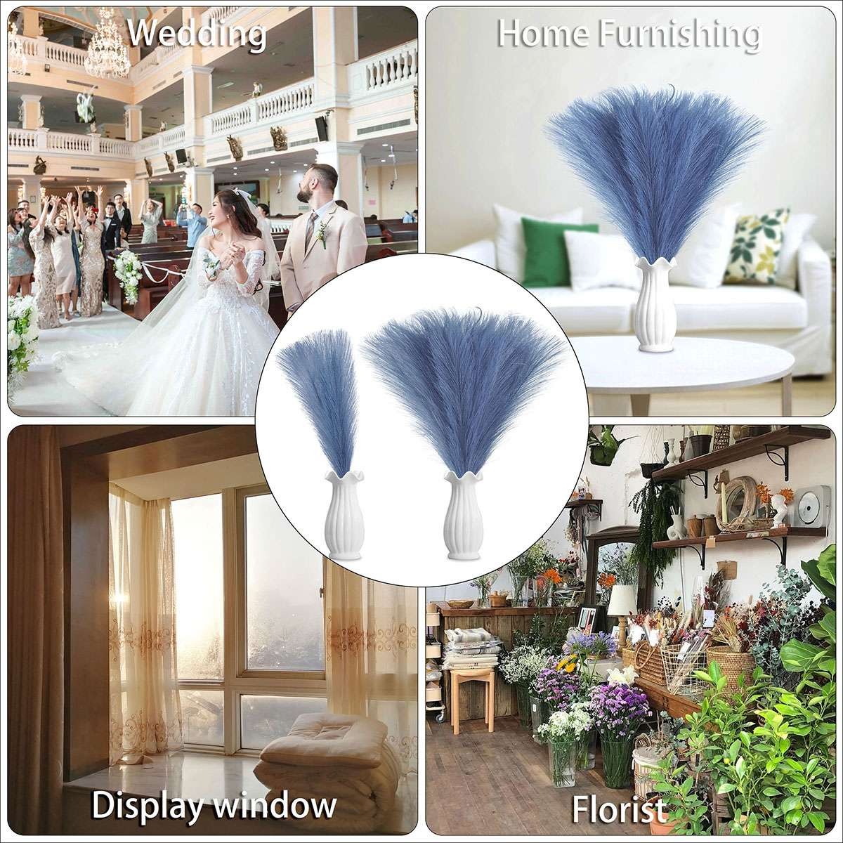 Artificial Pampas Grass Dried Reed Flowers Bouquet Fake Plant Home Room Decors