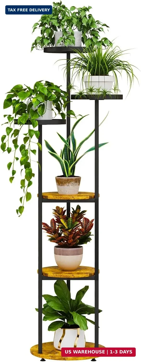 Plant Stand 6 Tier Indoor Metal Plant Shelf for Multiple Plants Corner Tall Flow