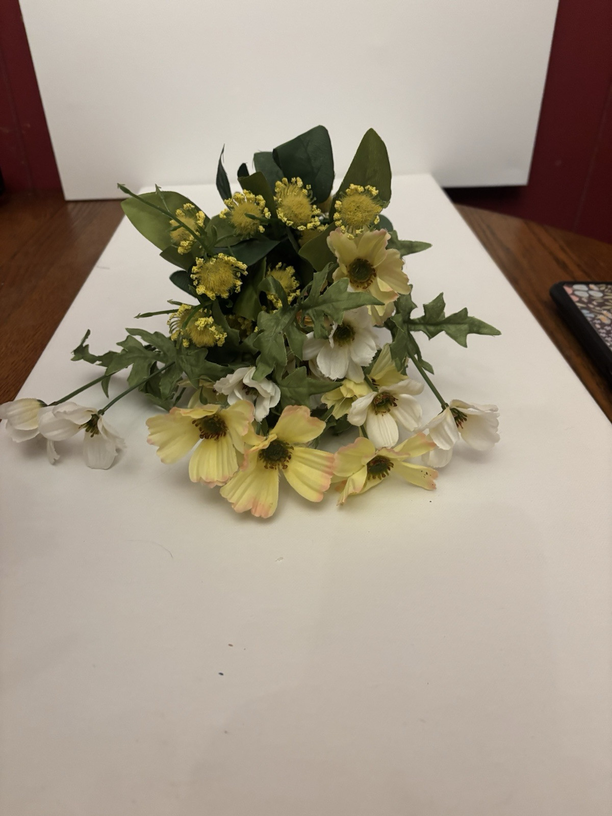 beautiful fake flowers for decoration, yellow and green