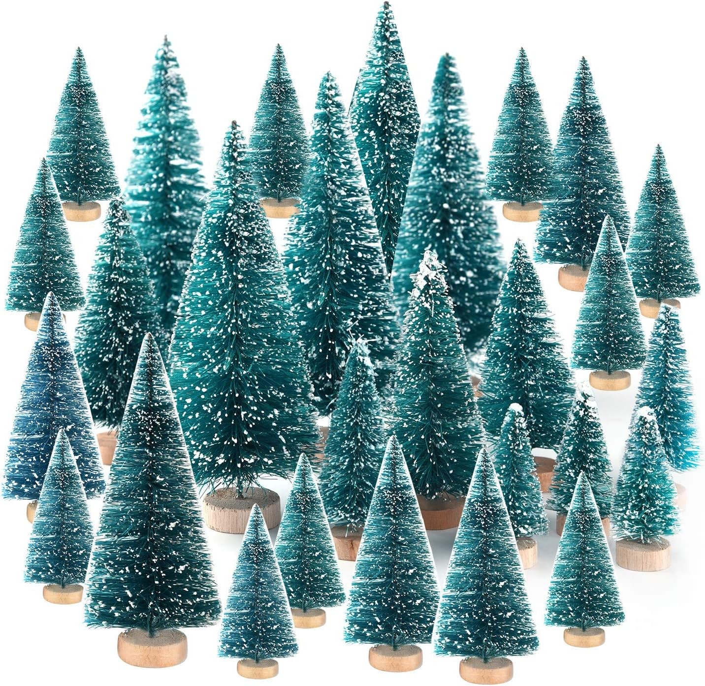 KUUQA 48Pcs Mini Sisal Trees Bottle Brush Diorama 48pcs, Blue-green