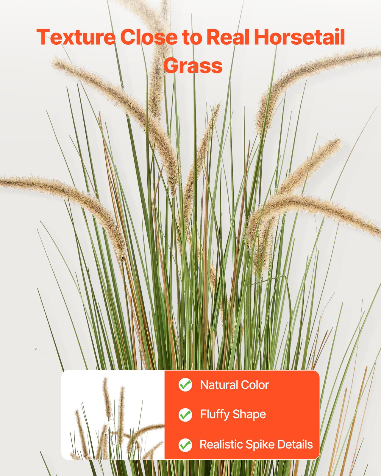 VEVOR Artificial Grass Plant 47 Inch Horsetail Reed Grass In Pot 2 Pack Green