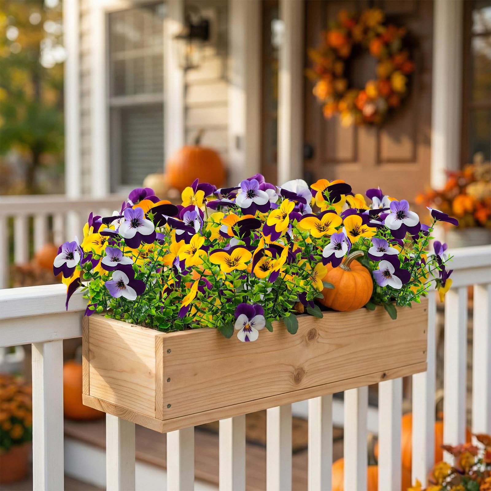 32 Pcs Artificial Pansy Flowers for Outdoors UV Resistant Faux Silk Spring Fl