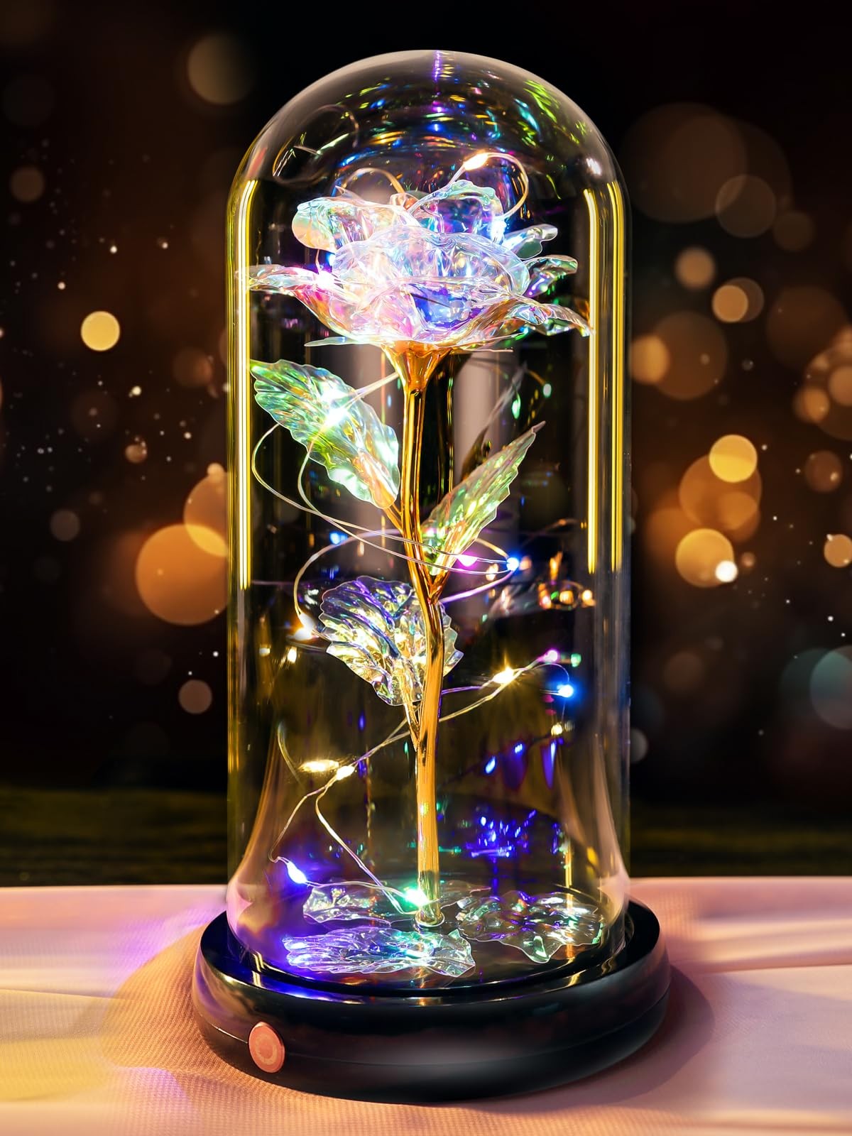 Mothers Day Flowers Gifts for Mom Gift, Rechargeable Galaxy Glass Rose in Gla…