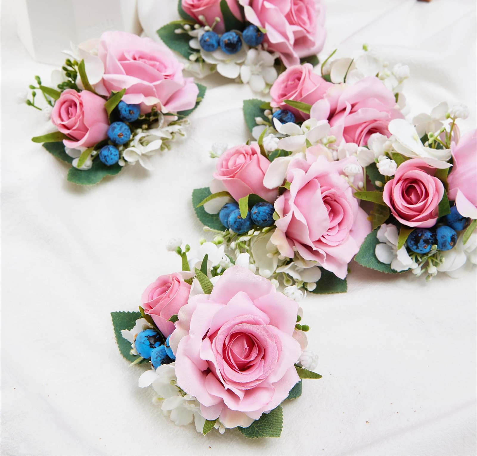 Pink Pocket Boutonniere Men Wedding Prom Corsages Flower Party 6 PCS