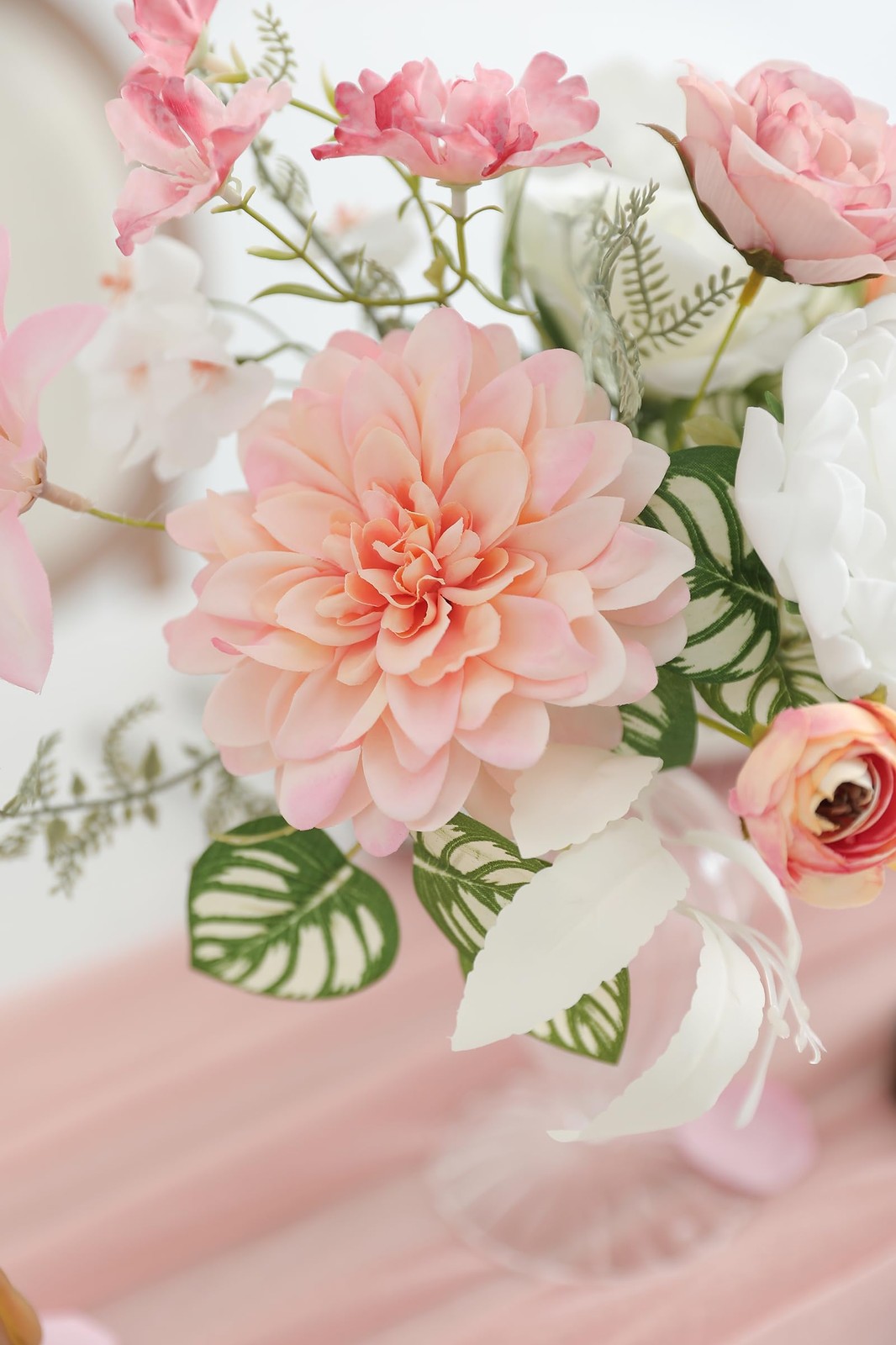 White Pink Artificial Flowers Silk Fake Roses Peonies Greenery Combo Box Set …