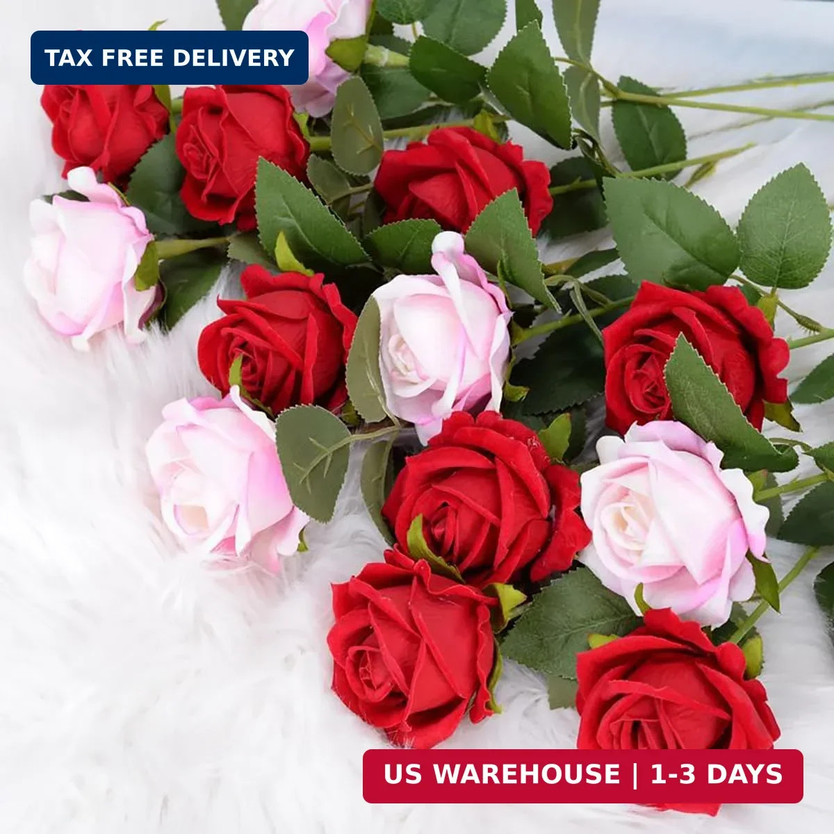 Wine Red Fake Roses Artificial Flowers 10 Pcs Real Touch Silk Faux Roses with Lo