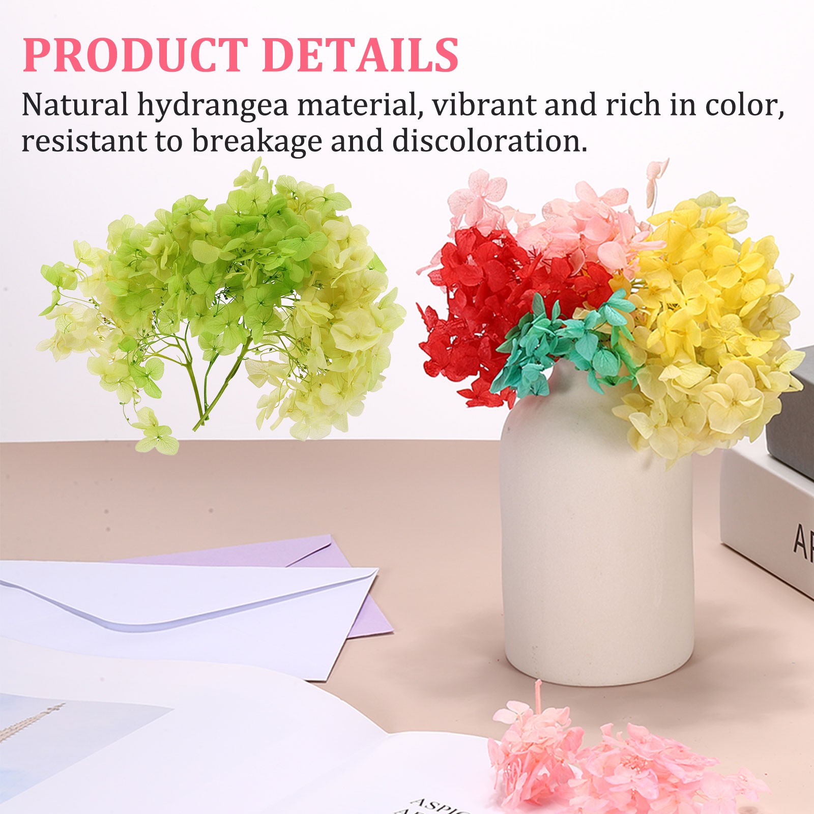 10g Mini Dried Hydrangea Flower Natural Pressed Flower Gradient Green Yellow