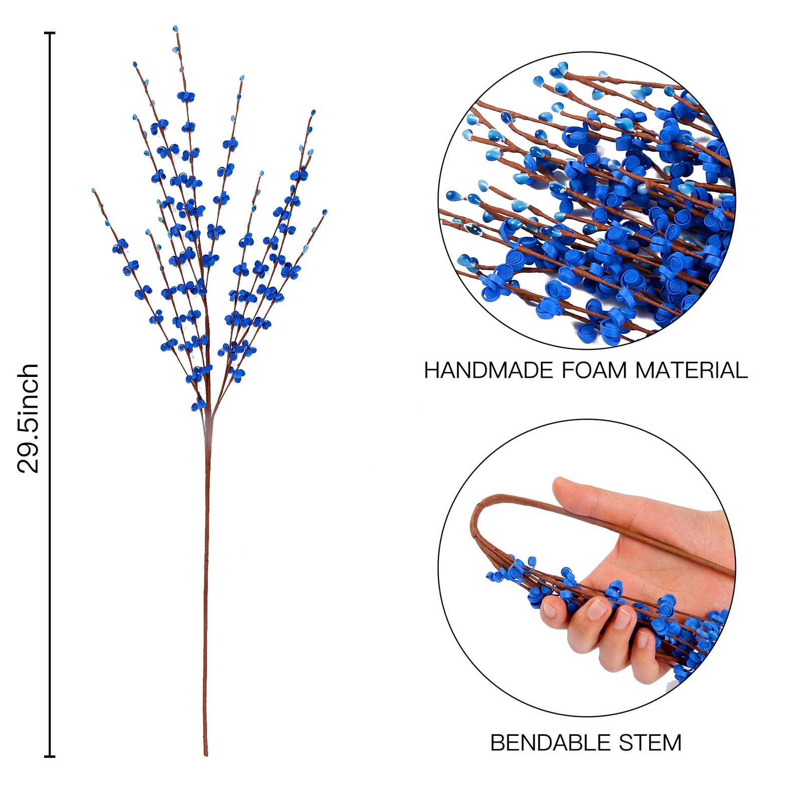 10 PCS 29.5 Inch Long Artificial Jasmine Flowers Blue Fake Bouquet Decor