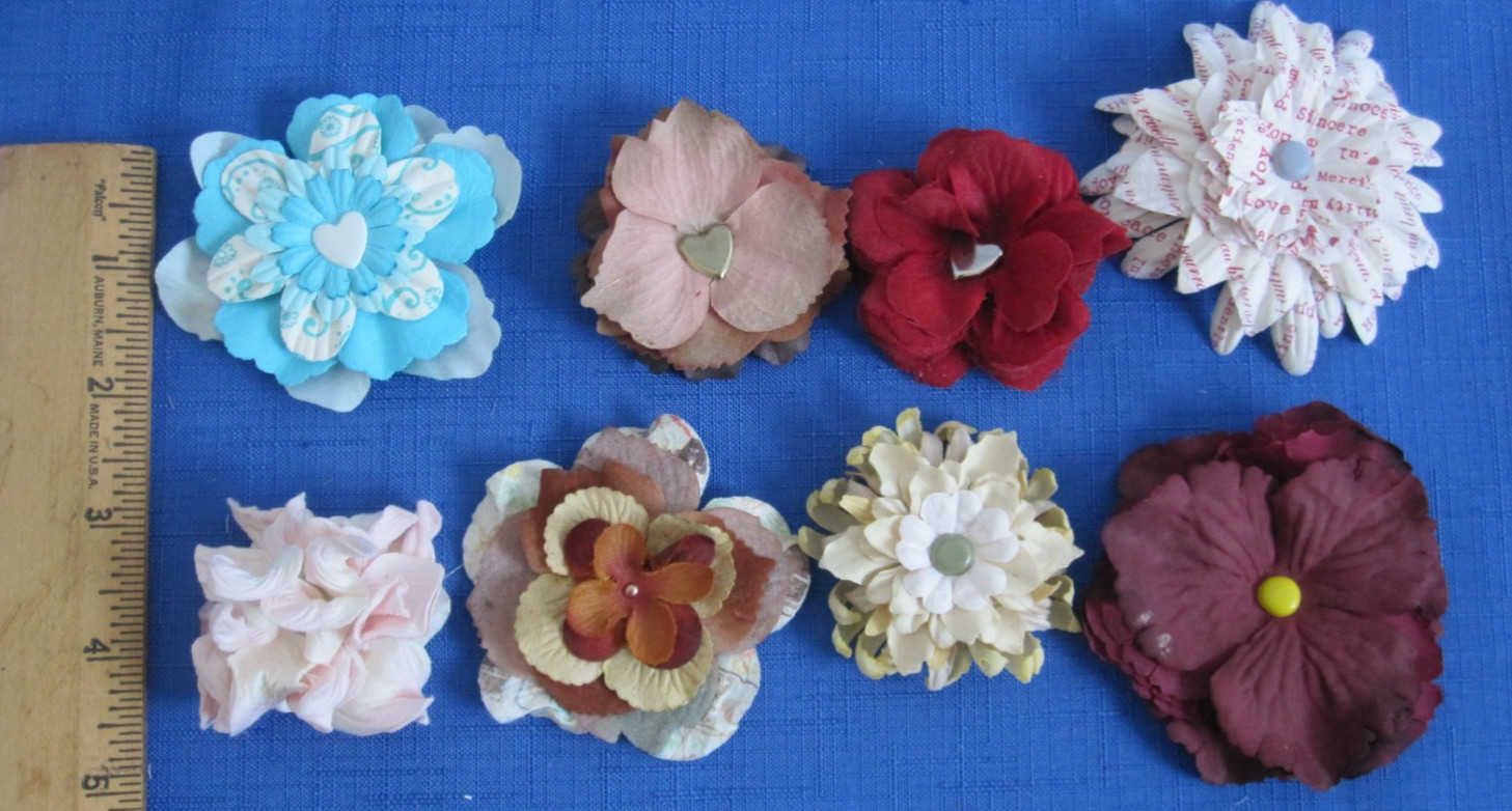 #8 Lot-44 Medium Layers Used Mulberry Flower Petals 1-3″ Brads Multiple Colors