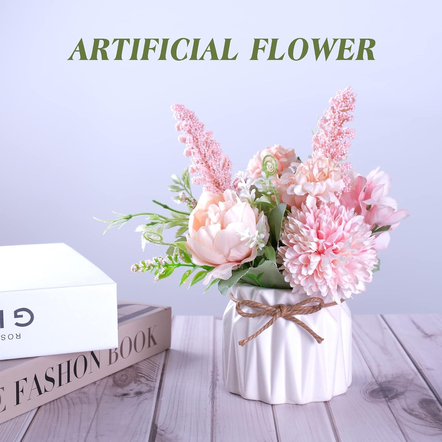 Artificial Potted Flower Pink Desktop Decoration Indoor for Home and Office |…