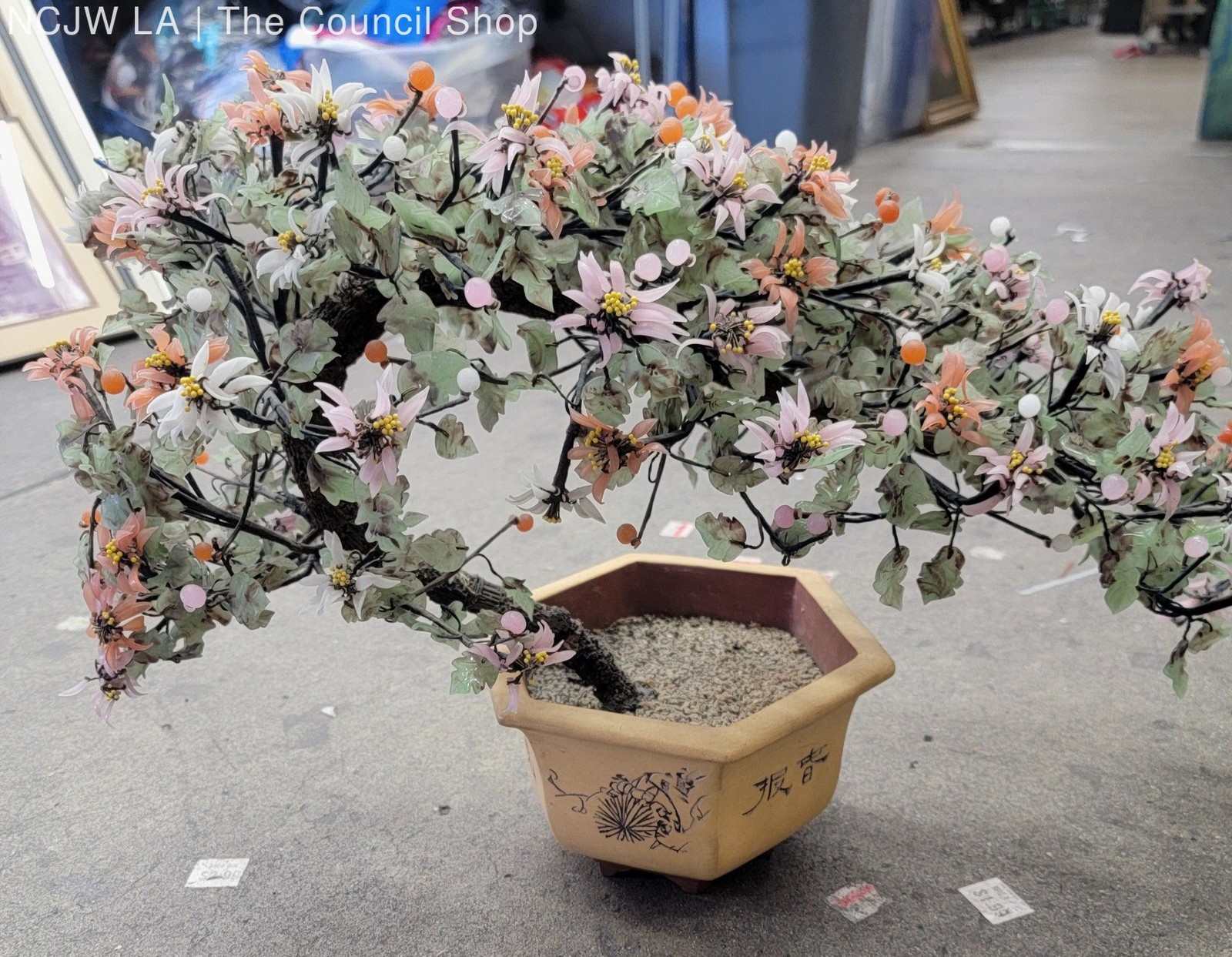 VTG. Jade Bonsai Tree & Hexagon Pot- 16″ high 32″ wide 12″ deep