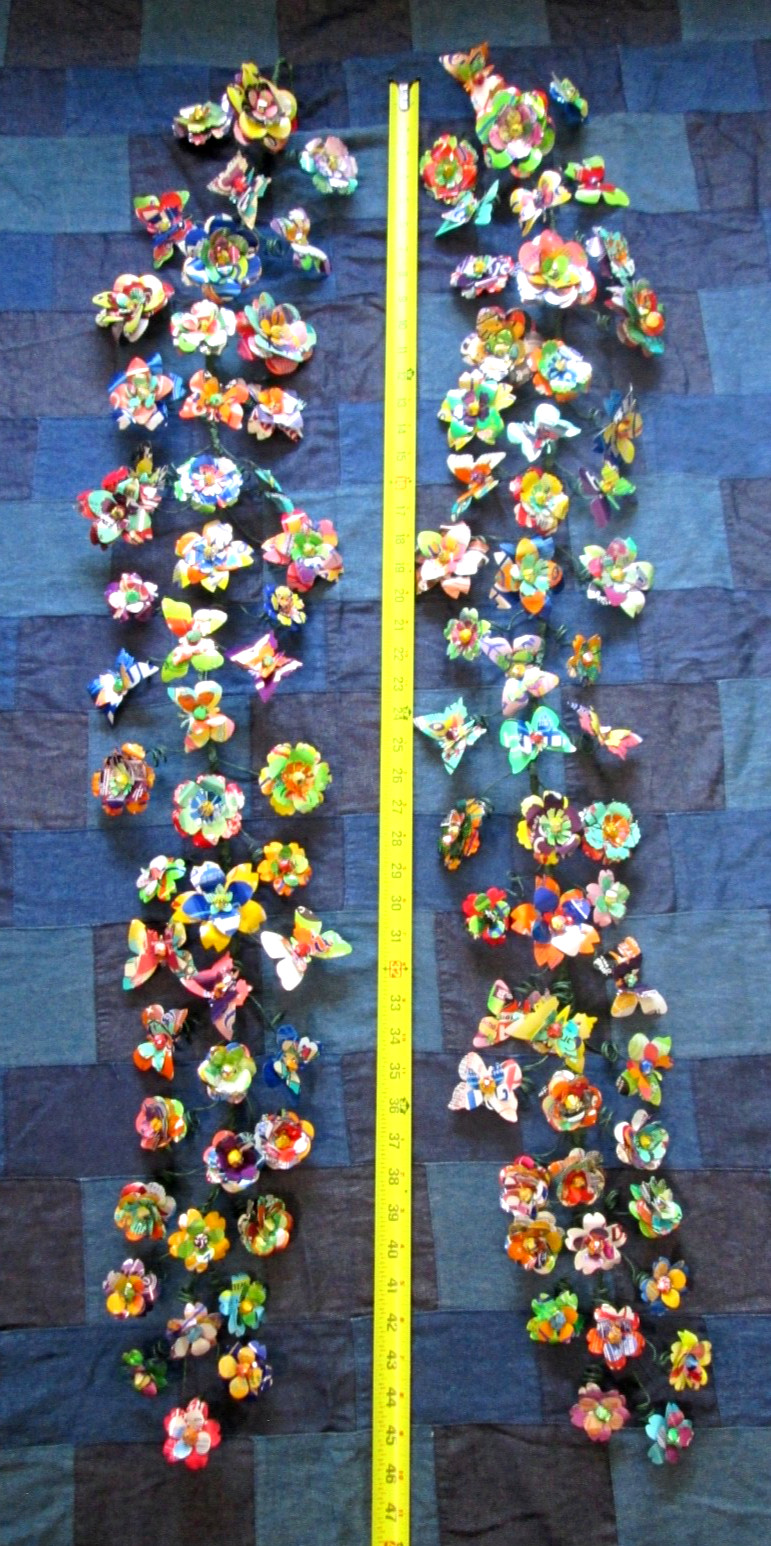 Flower & Butterfly Garlands Upcycled (x2 45″) Wedding Decor Gifts Spring