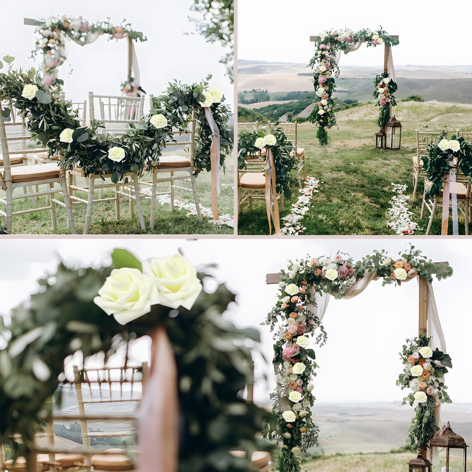 100 PCS Ivory Artificial Flowers Real Looking Foam Fake Roses Wedding Bouquet