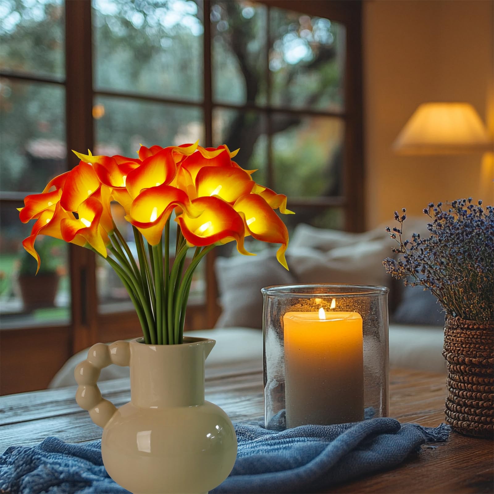 Lighted Artificial Flowers Calla Lily Bouquet Lamp 20 stems Real Touch Calla …