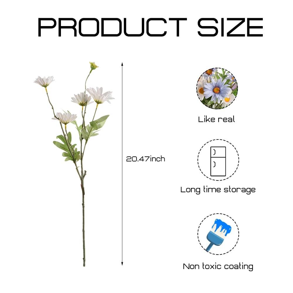 Artificial Wildflowers 6PCS, Artificial Daisy Flowers Silk Daisies Bouquet Fa…
