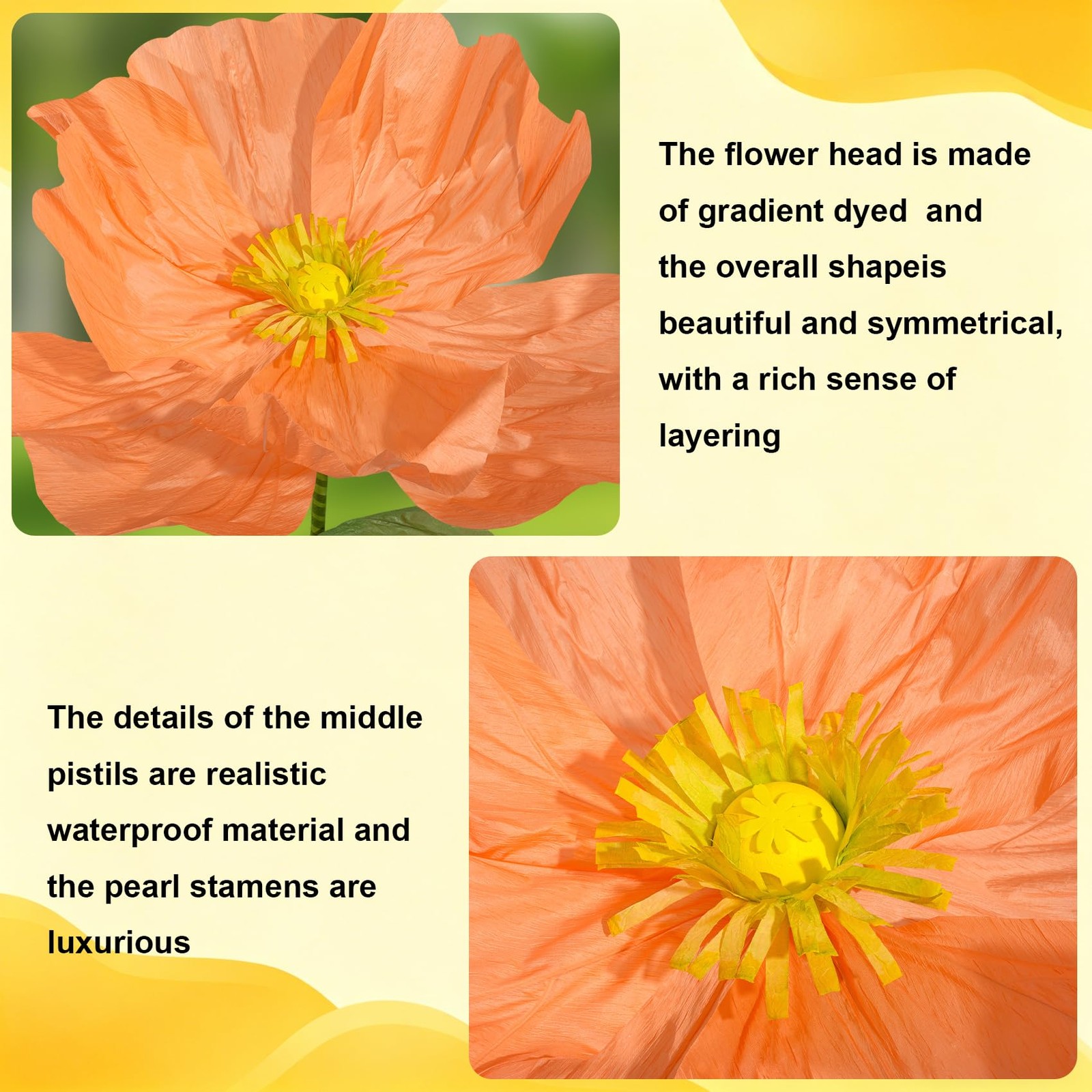 5.9 Ft Handcrafted Poppy Flowers – Giant Flowers for Decoration for Garden, W…