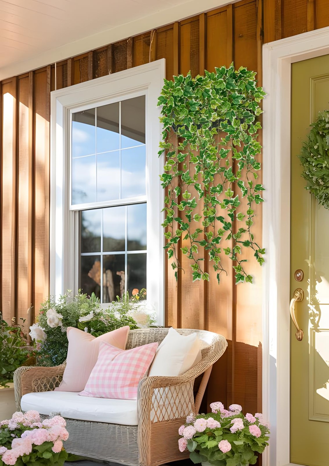 2pcs Artificial Hanging Plants 31″ Fake Ivy Vine Faux Ivy Leaves Hanging Plan…