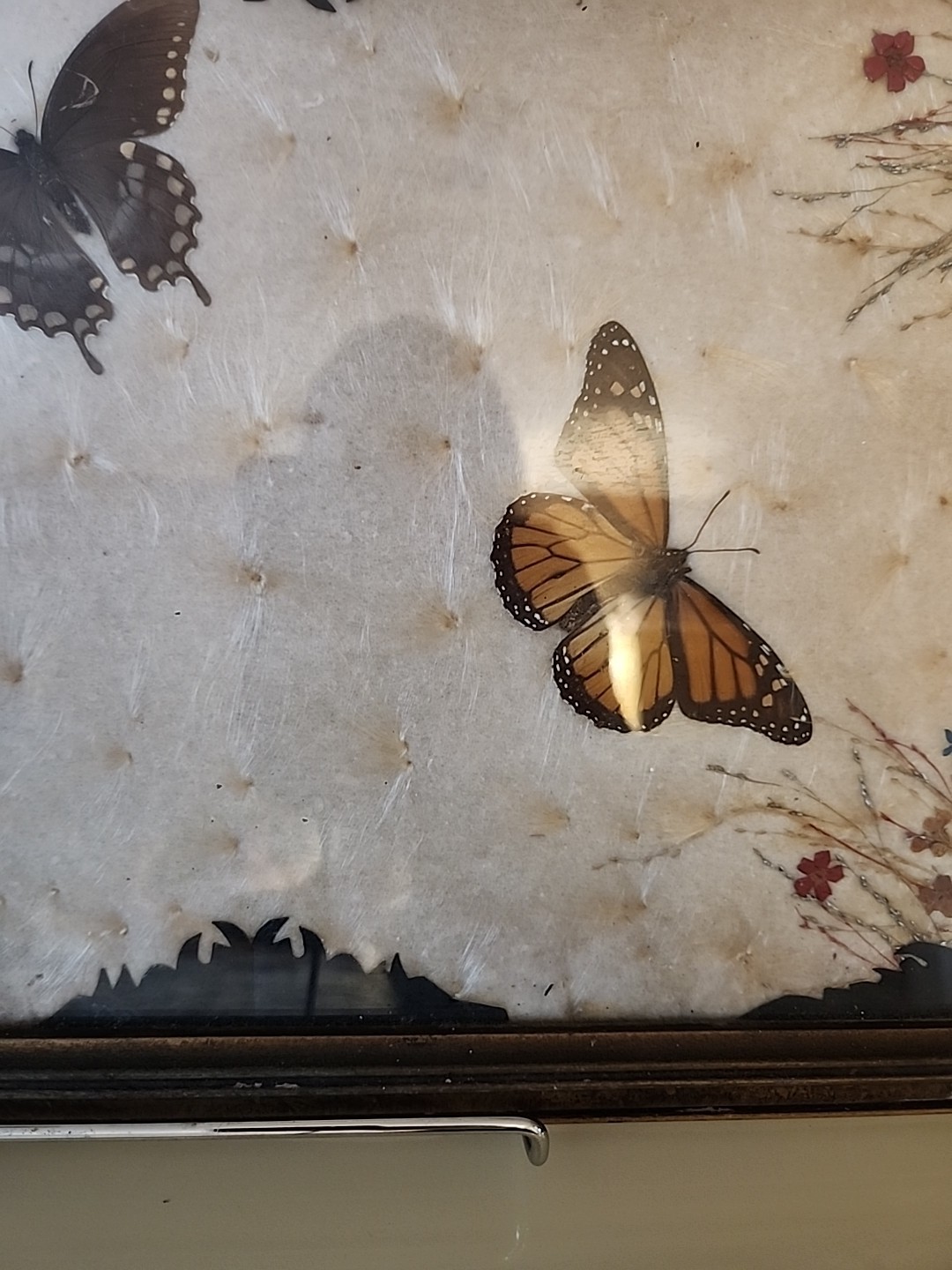 Vintage Butterfly Style Art Glass Tray W/ Stand