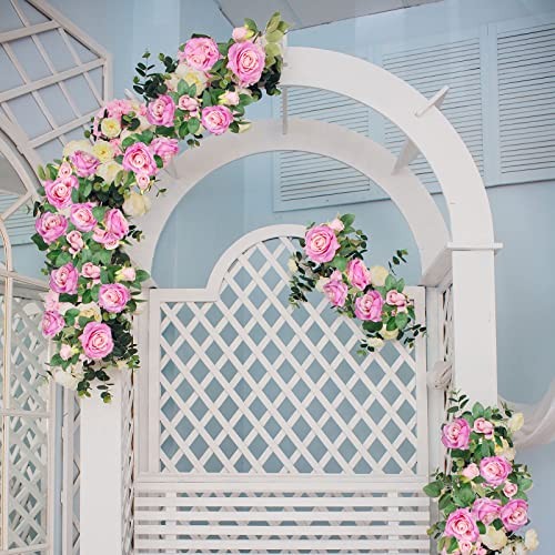 4Pcs Artificial Rose Vine Garland 26ft Silk Fake Flowers Wedding Home Decor Red