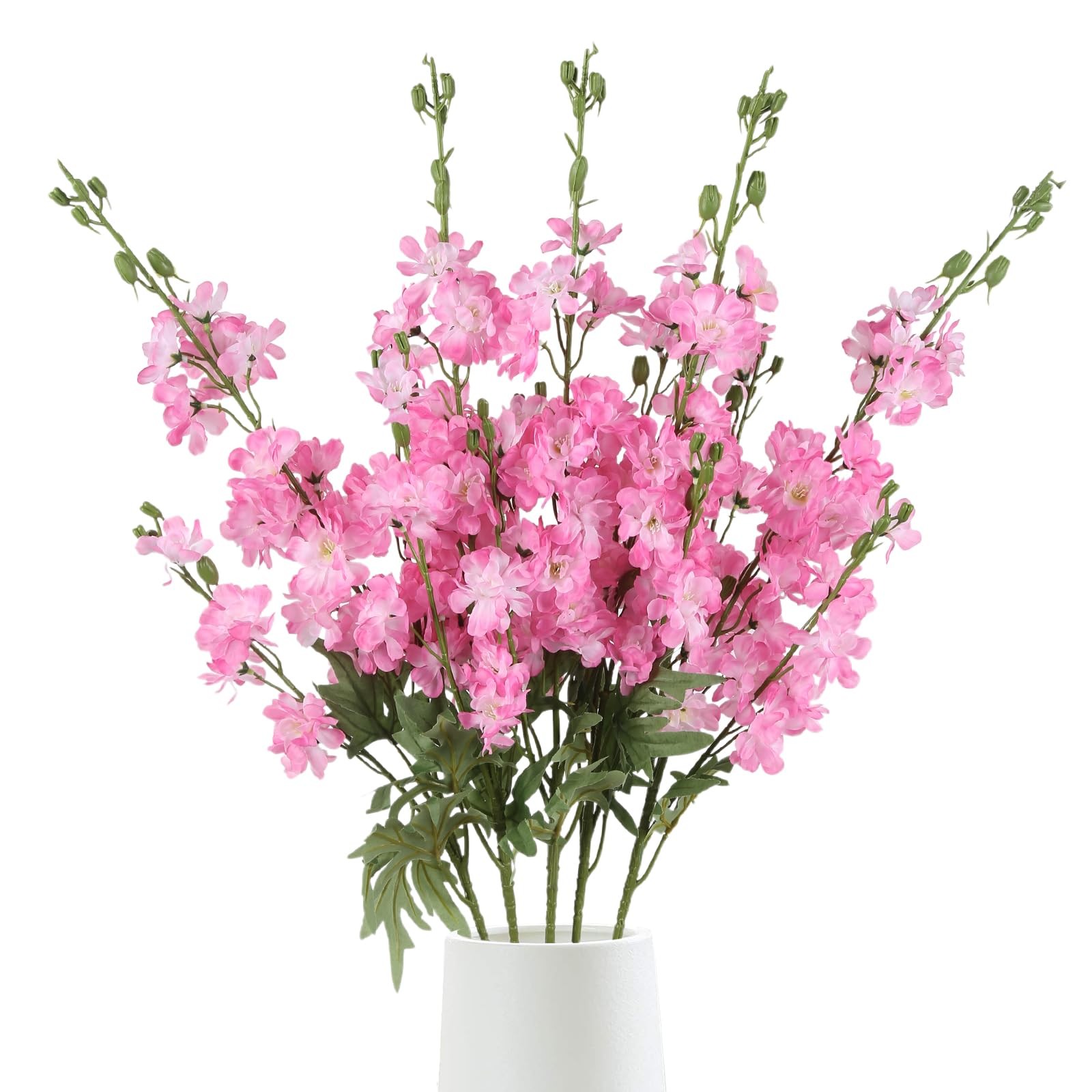 Dark Pink Delphinium Artificial Flowers 5 PCS, 38.5″ Tall Flowers for Floor V…