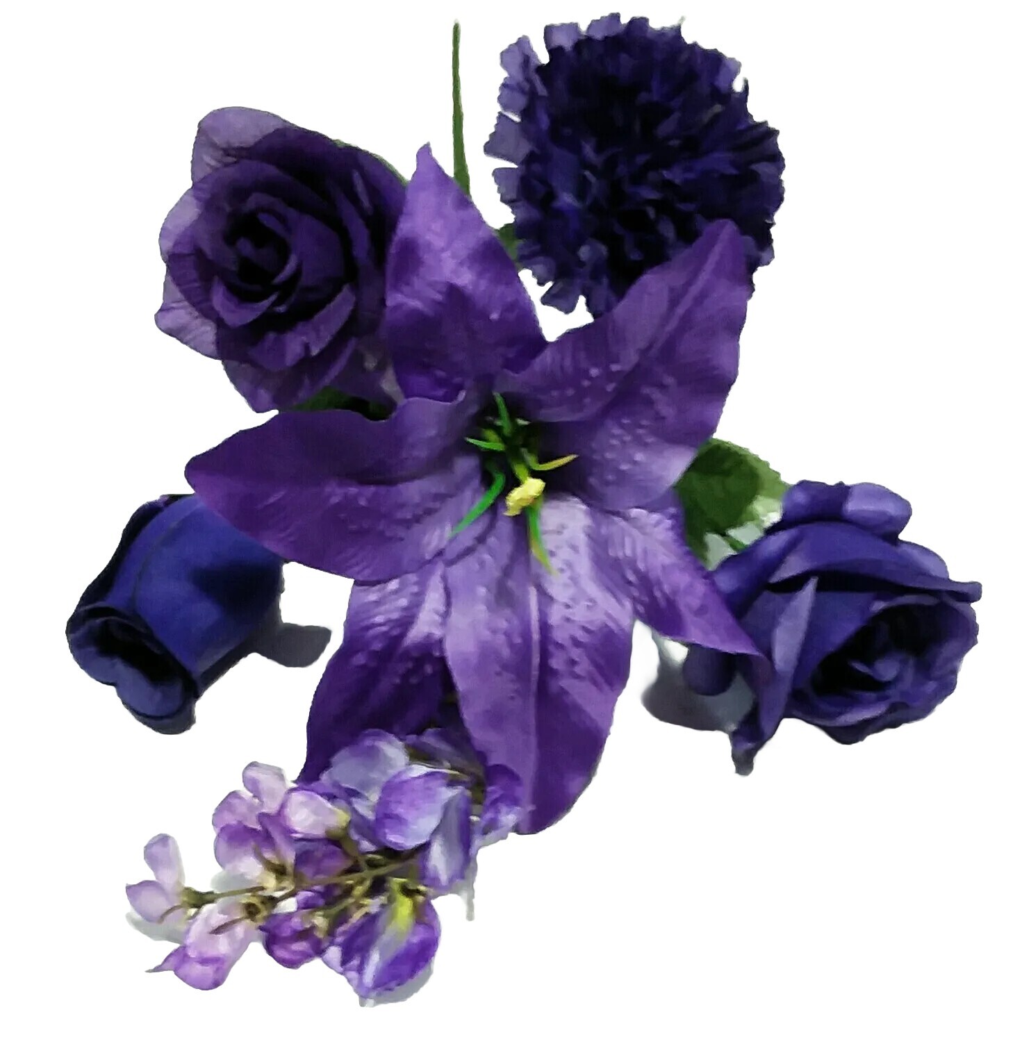 Mixed Purple Flower Large Blooms 14″ Bush Vase Home In/Outdoor Decor USA BP2065