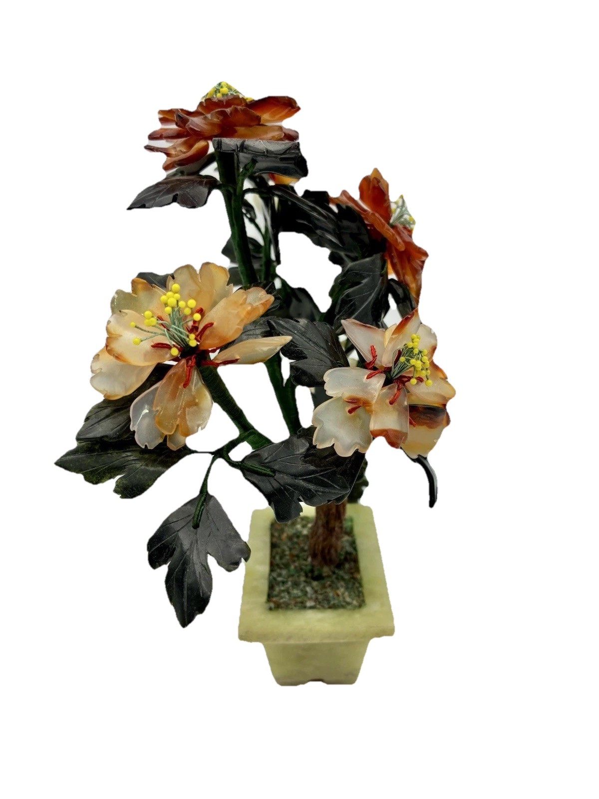Vintage Chinese Jade Bonsai Tree in Jade Pot 7.5”