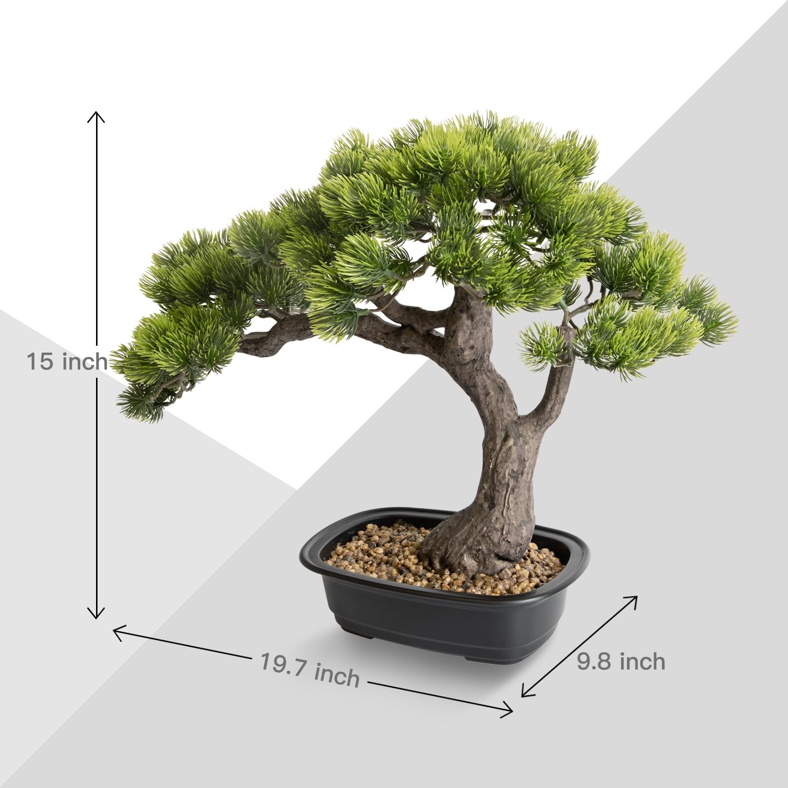 Artificial Bonsai Tree, Large Faux Pine Plants 15 inch, Faux Juniper Potted P…