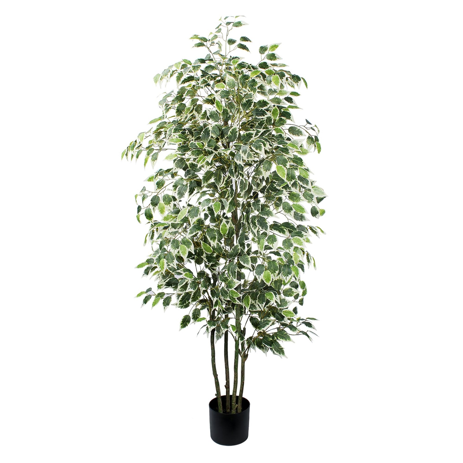 6 FT Artificial Ficus Tree 600 Leaves Faux Plants Indoor Tall with Black Pot …