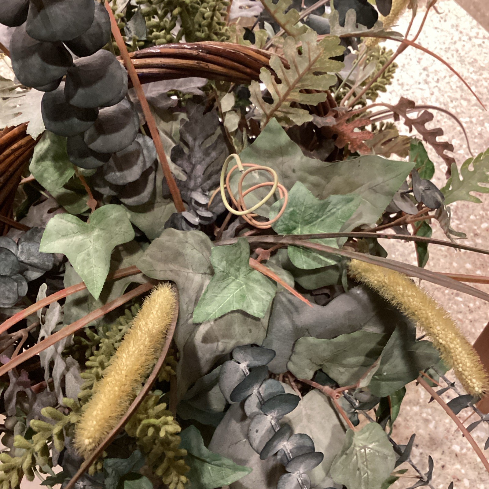 Eucalyptus Plant Artificial Greenery With Brown Wicker Basket