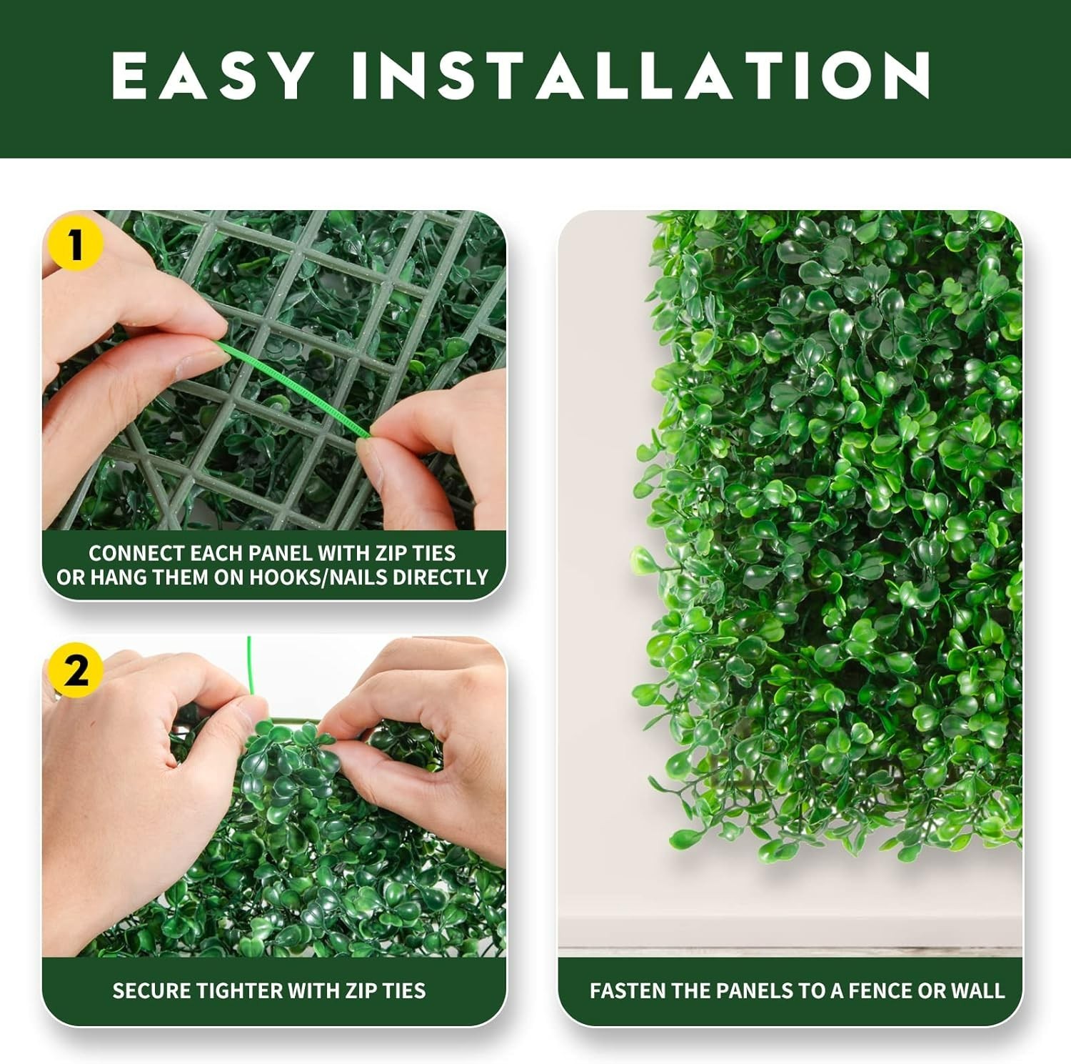 Versatile Artificial Boxwood Hedges – 12 Panels for Privacy & Aesthetic Appeal